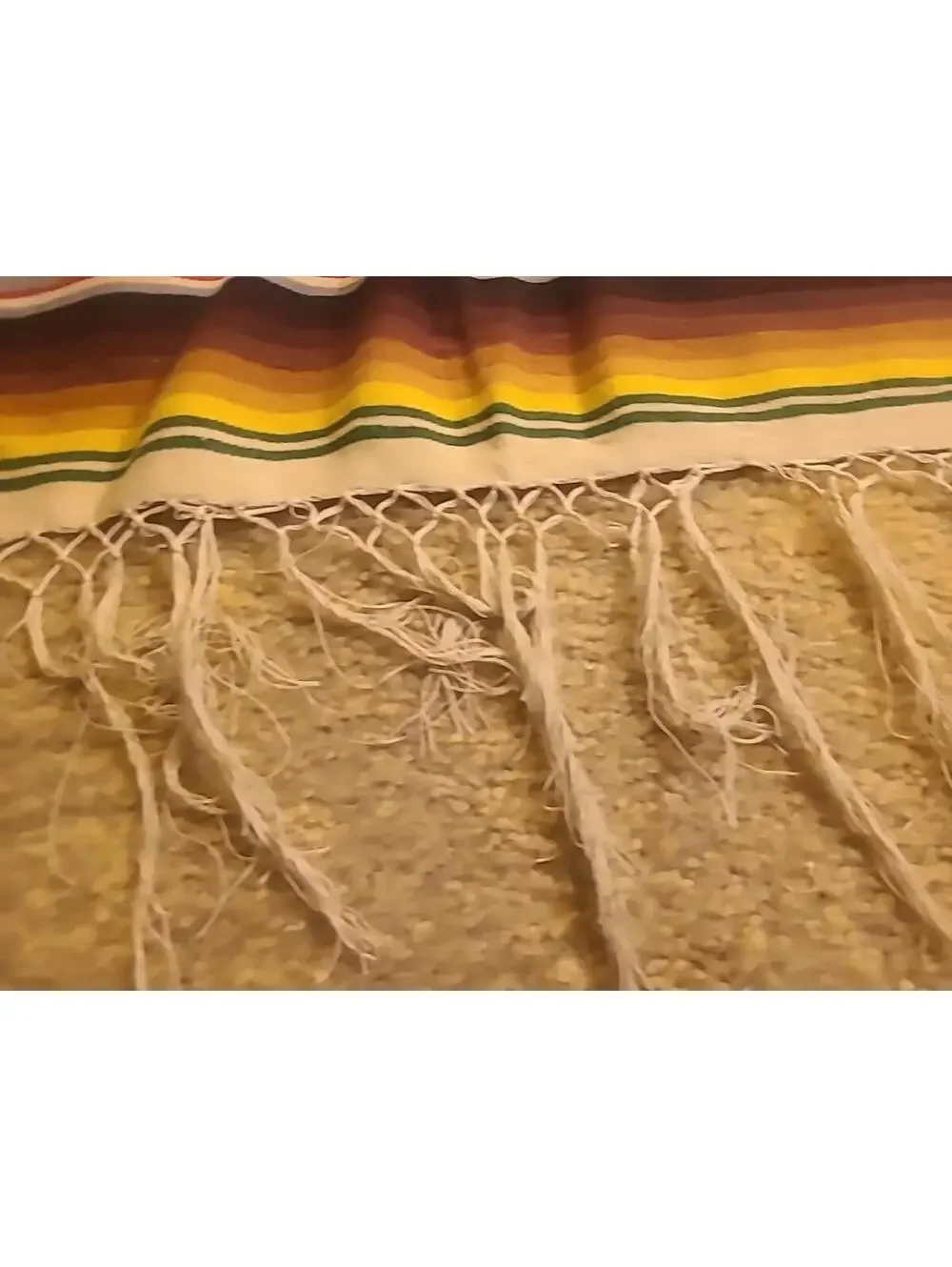 Vintage Cotton Loom Woven Blanket Throw Saltillo Serape Mexico 89